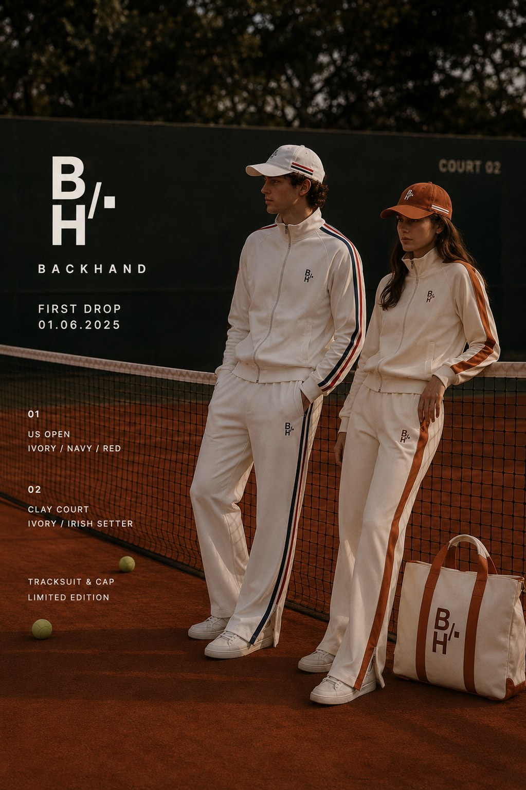 Dos modelos con conjuntos LEBHE junto a una red de tenis